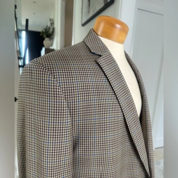 Ted Baker No Ordinary Joe Blazer 44 L Wool Check Sport Coat Blue Lining - Picture 3 of 11